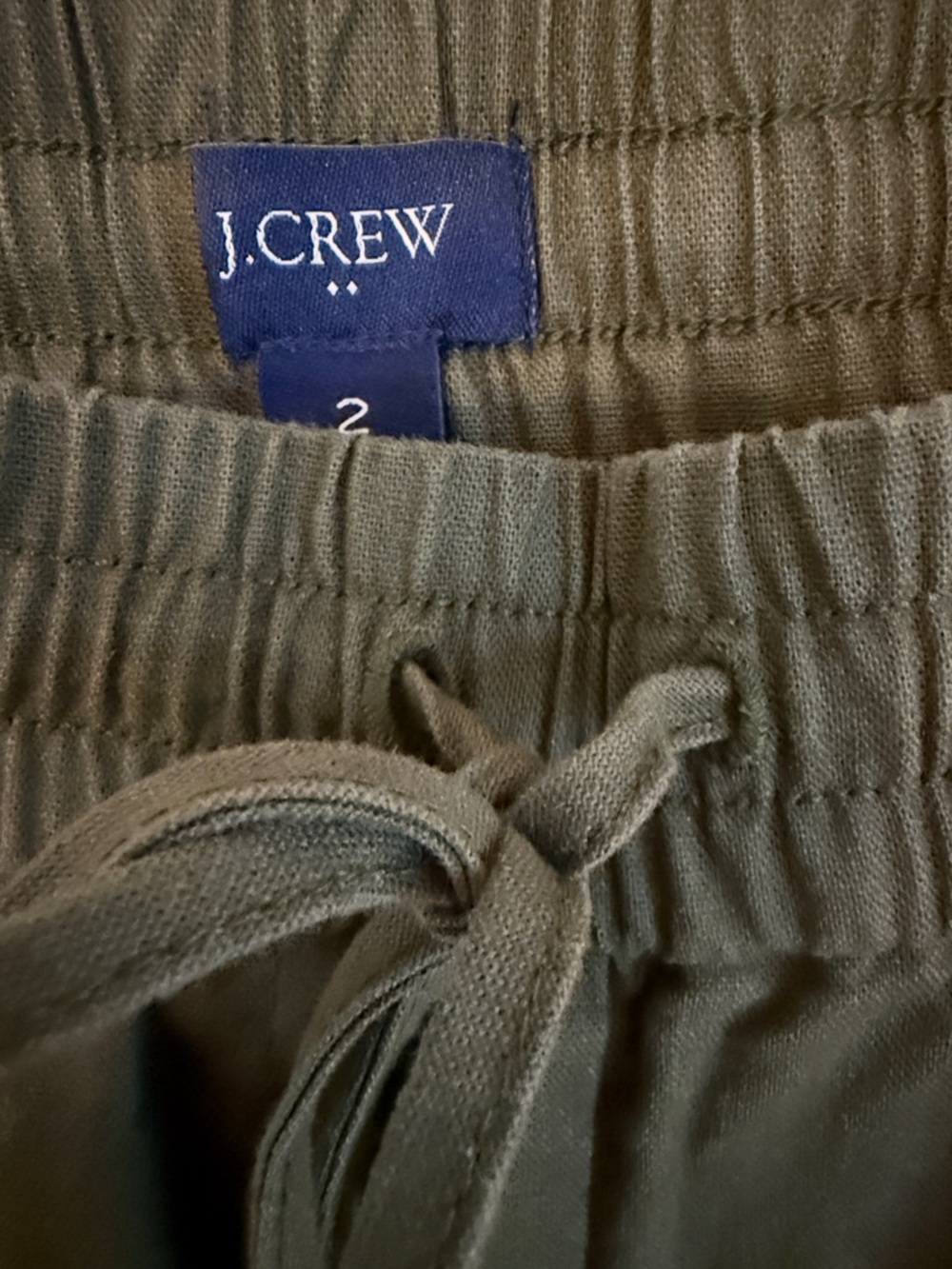 J. Crew Olive Green Drawstring Linen Joggers - Picture 2 of 3